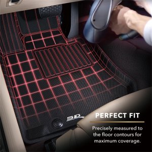 Volkswagen Taos Floor Mat Set - Front + Rear - 3D MAXpider - Kagu Series - Black - `19-`23